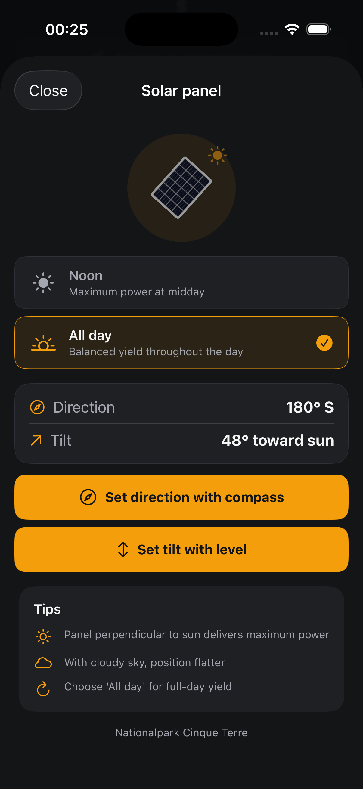 Solar panel alignment
